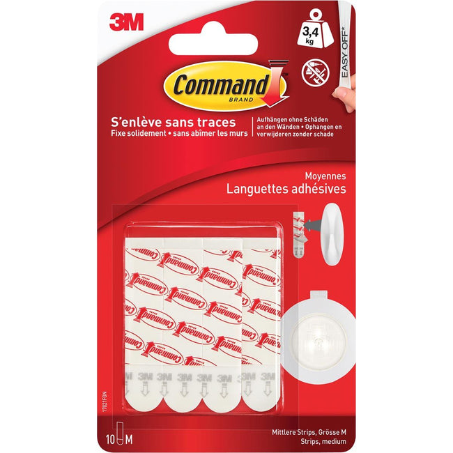 Command - bevestigingsstrips, medium, wit, blister van 10 stuks