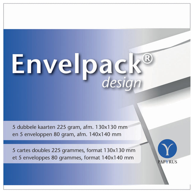 Papyrus -  Dubbele kaart  envelpack 140x140mm wit