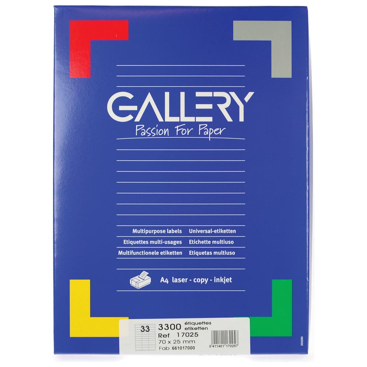 Galerie - Galerie White Labels Ft 70 x 25 mm (B x H), rechte Winkel, Box mit 3.300 Etiketten