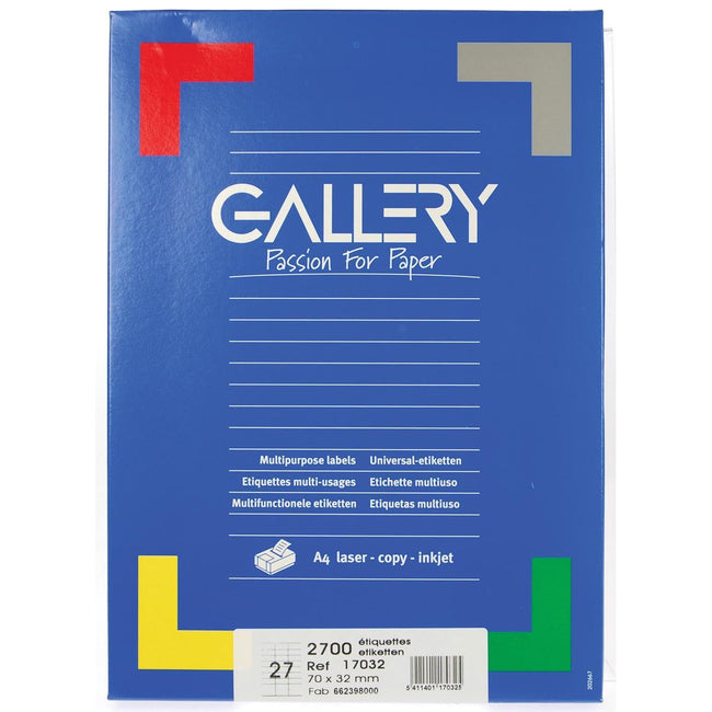 Gallery -   witte etiketten ft 70 x 32 mm (b x h), rechte hoeken, doos van 2.700 etiketten