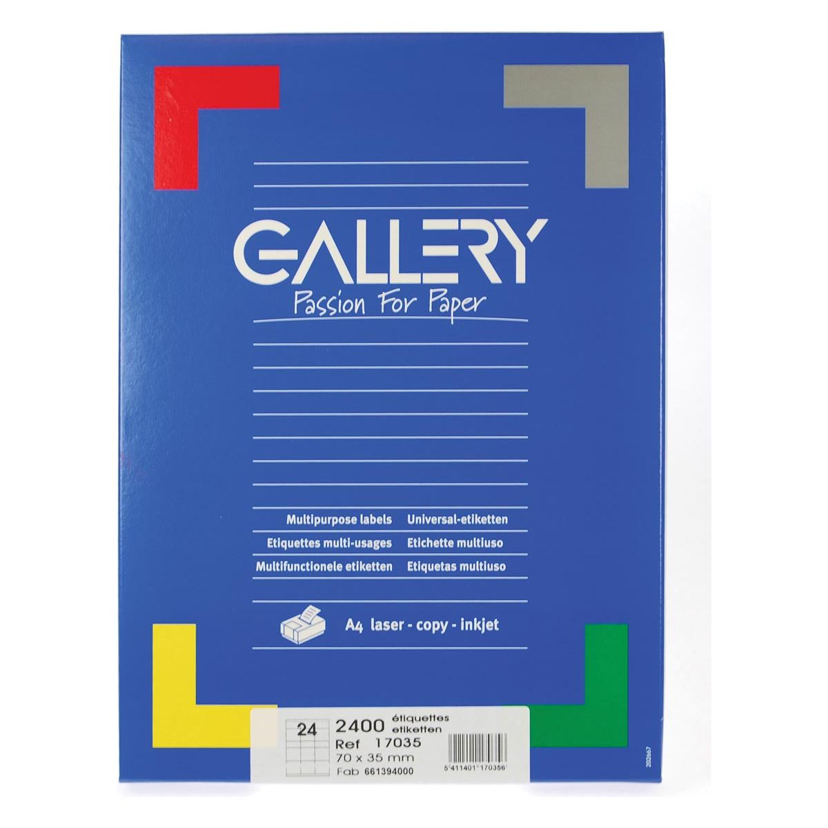 Galerie - Galerie White Labels Ft 70 x 35 mm (B x H), rechte Winkel, Schachtel mit 2.400 Etiketten