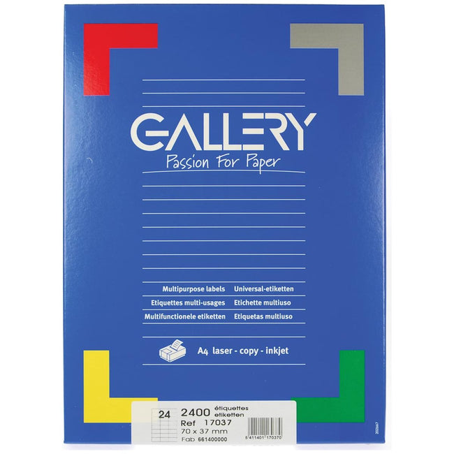 Gallery - Gallery witte etiketten ft 70 x 37 mm (b x h), rechte hoeken, doos van 2.400 etiketten