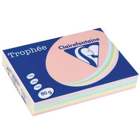 Clairefontaine - Papel de colores Trophée, A4, 80 g, 5 x 100 hojas, colores surtidos