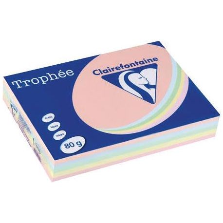 Clairefontaine - Trophée farbiges Papier, A4, 80 g, 5 x 100 Blätter, verschiedene Farben