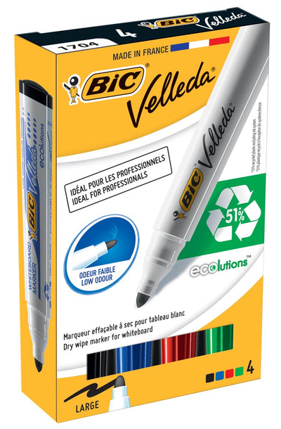 Velleda -  whiteboardmarker 1701 doos van 4 stuks in geassorteerde kleuren