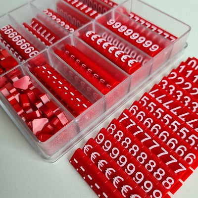 Klika - Caja de precios Escaparate 10mm rojo/blanco