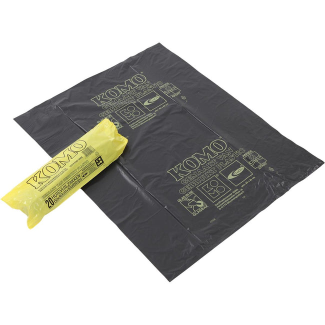 Komo - sacchi spazzatura 50 micron, 60 litri, 1 rotolo, 20 sacchi, grigio