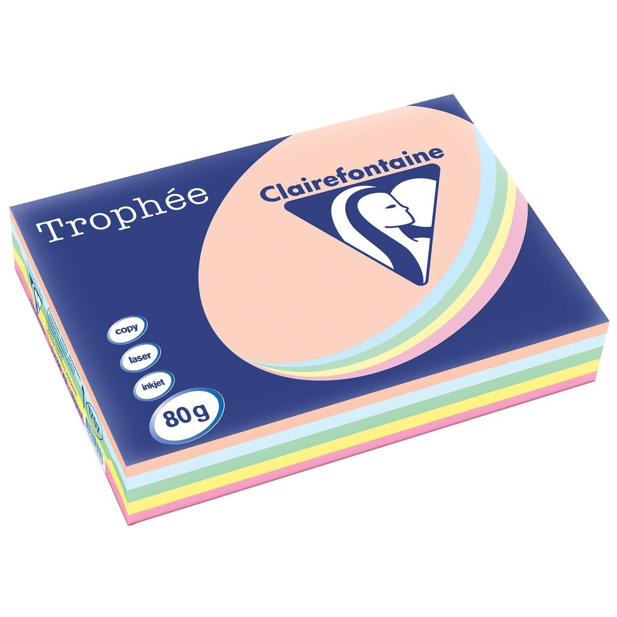 Clairefontaine - Trophée tel, papel de colores, A3, 80 g, 5 x 100 hojas, colores surtidos