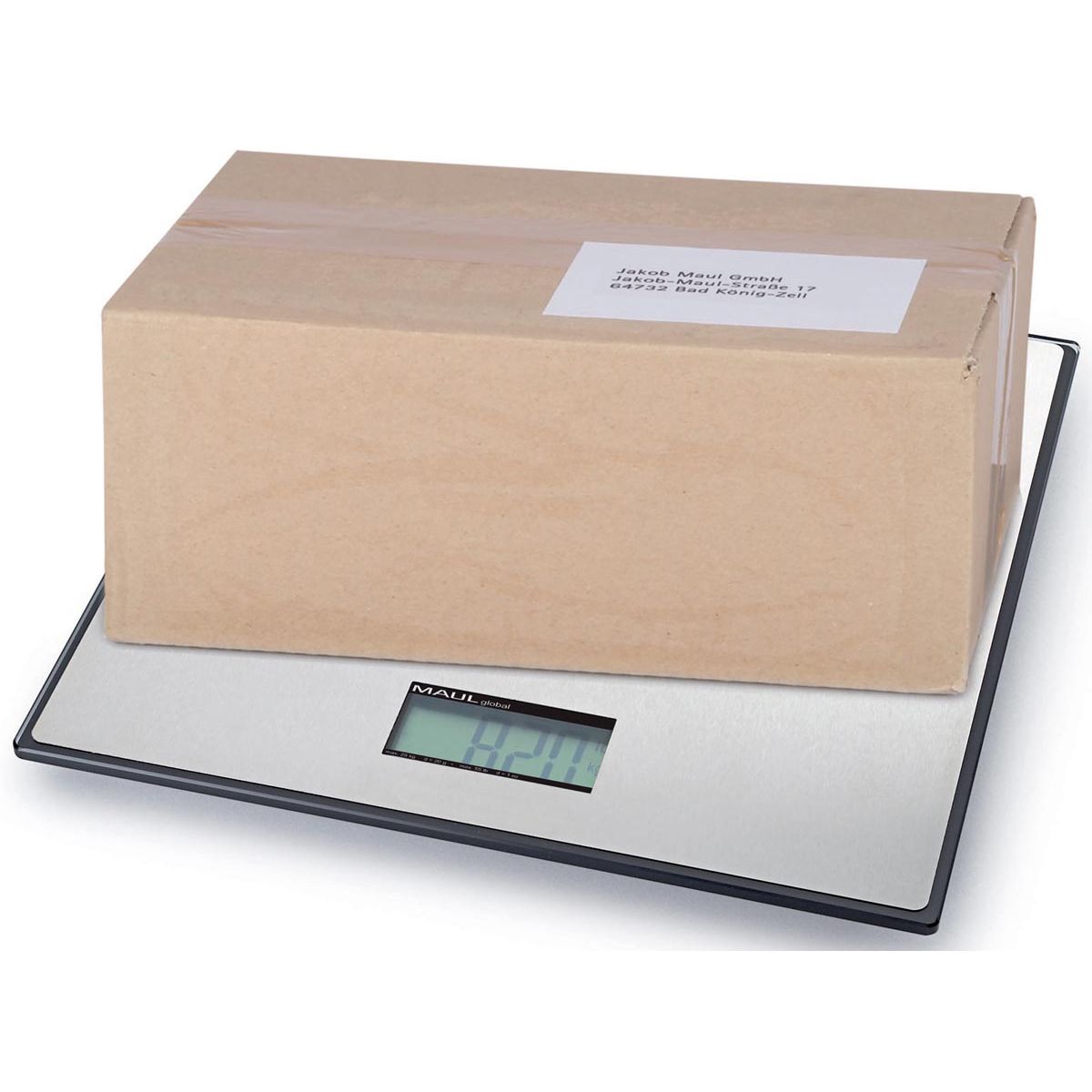 Maul -  pakketweegschaal Global, weegt tot 25kg, gewichtsinterval van 20 gram, ft 32 x 32 cm