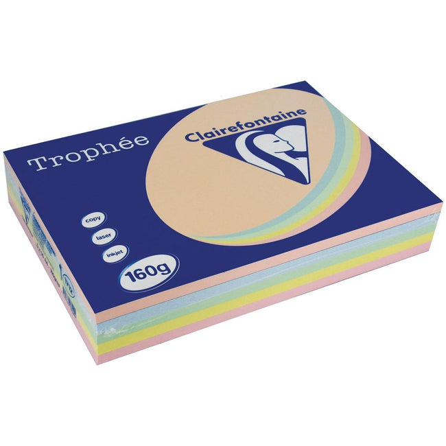 Clairefontaine - Trophée tel A4, 160 g, 5x50 vel, geassorteerde kleuren