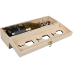 Klika - boîte à vin pour 1 bouteille 337x90x90mm avec 3 verres à vin + couvercle