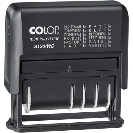 Colop -  tekststempel Mini-Info Dater S 120/WD, met datum en 12 verschillende woorden, frans