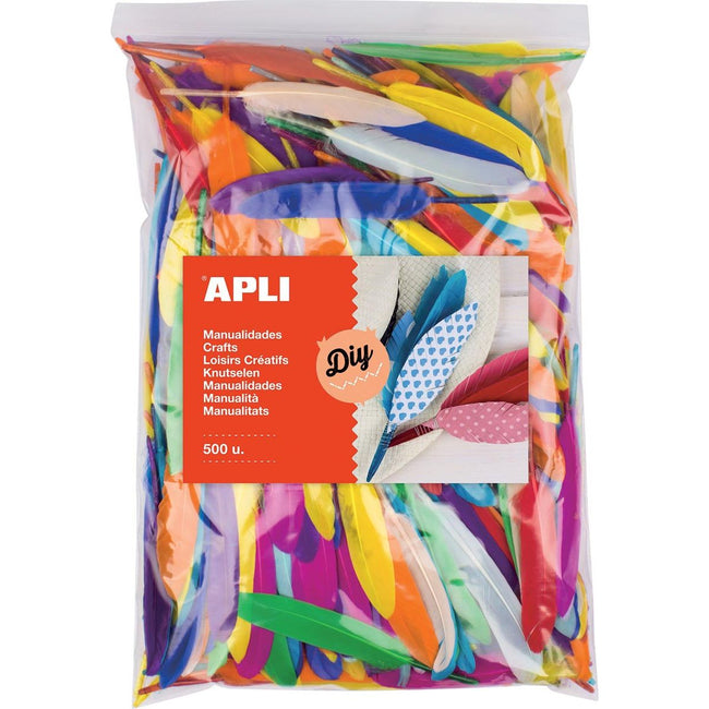 Apli -  pluimen, zakje met 500 stuks in geassorteerde kleuren