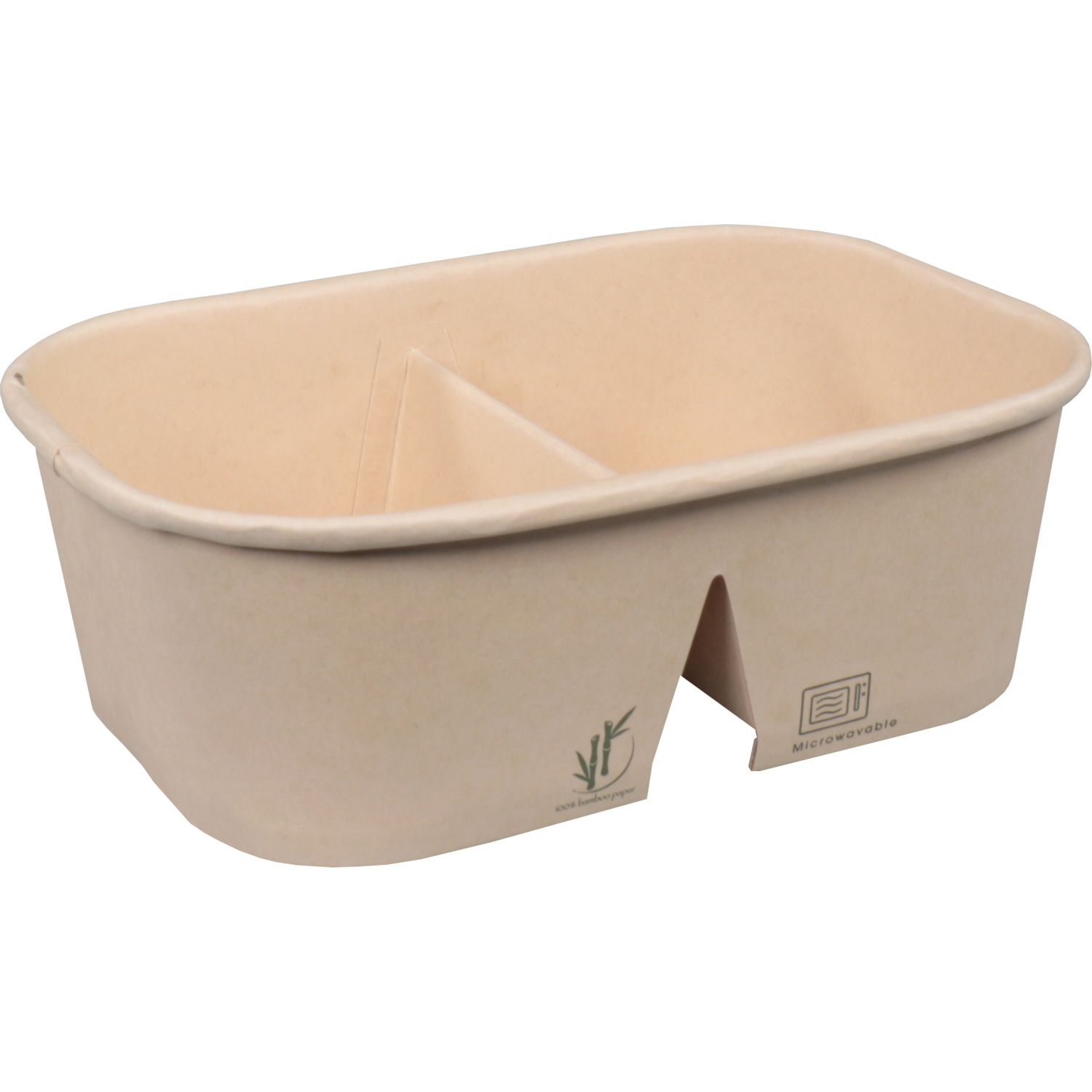 Depa -  Bak | Bamboepapier + PP | 2-vaks | 700ml | kilobak | 171x118x57mm | bruin | 300 stuks