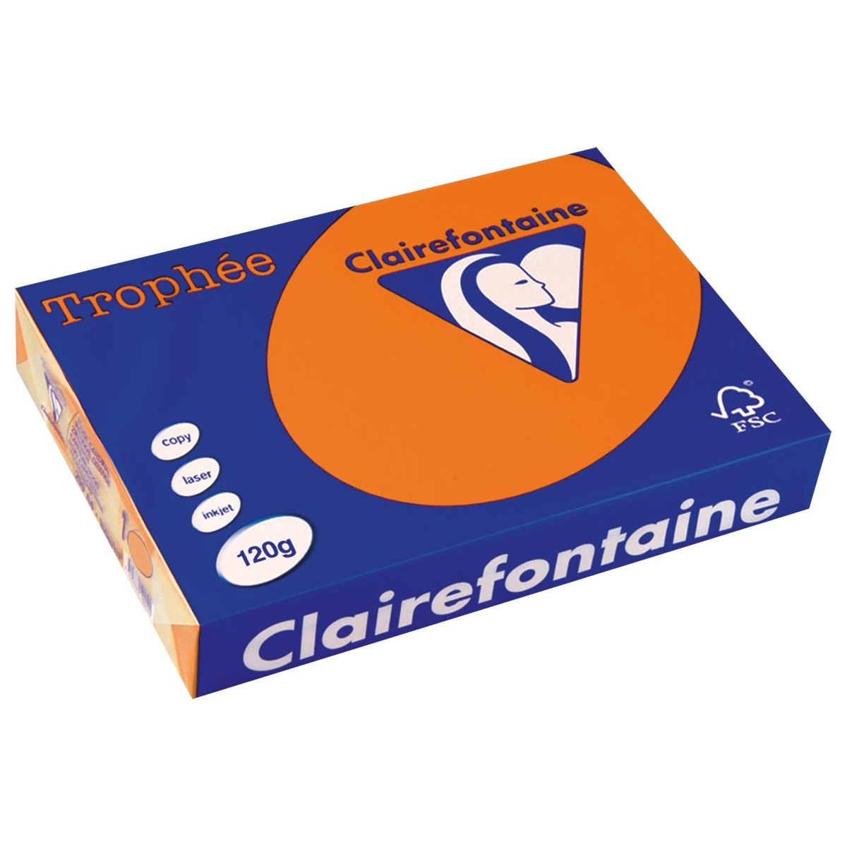 Clairefontaine - Trophée Intens, gekleurd papier, A4, 120 g, 250 vel, feloranje