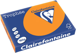 Clairefontaine - Trophée Intens, farbiges Papier, A3, 160 g, 250 Blatt, leuchtendes Orange