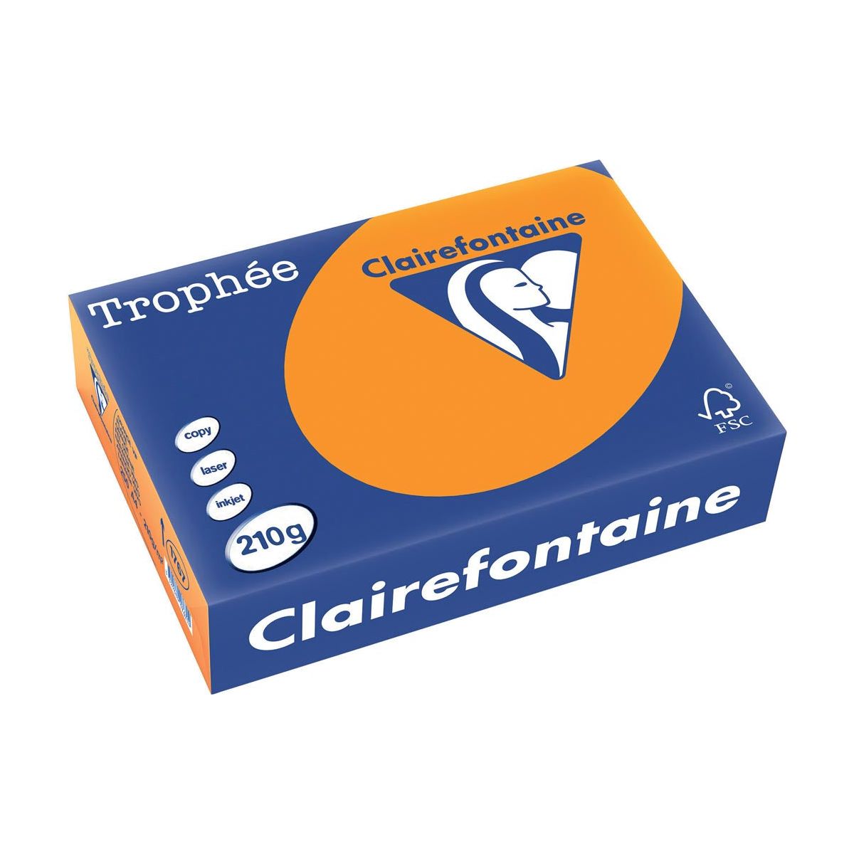 Clairefontaine - Trophée Intens, gekleurd papier, A4, 210 g, 250 vel, feloranje