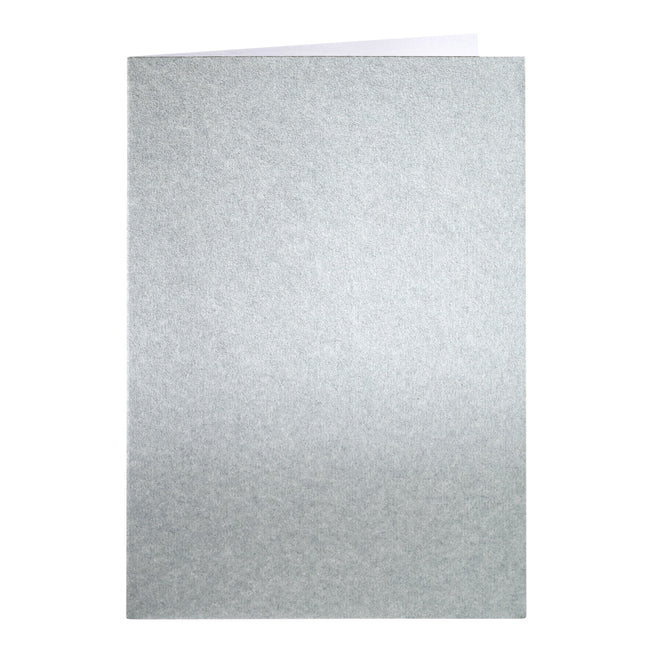 Papicolor - Korrespondenzkarte doppelt 105x148mm Metallic-Silber, Packung mit 6 Stück