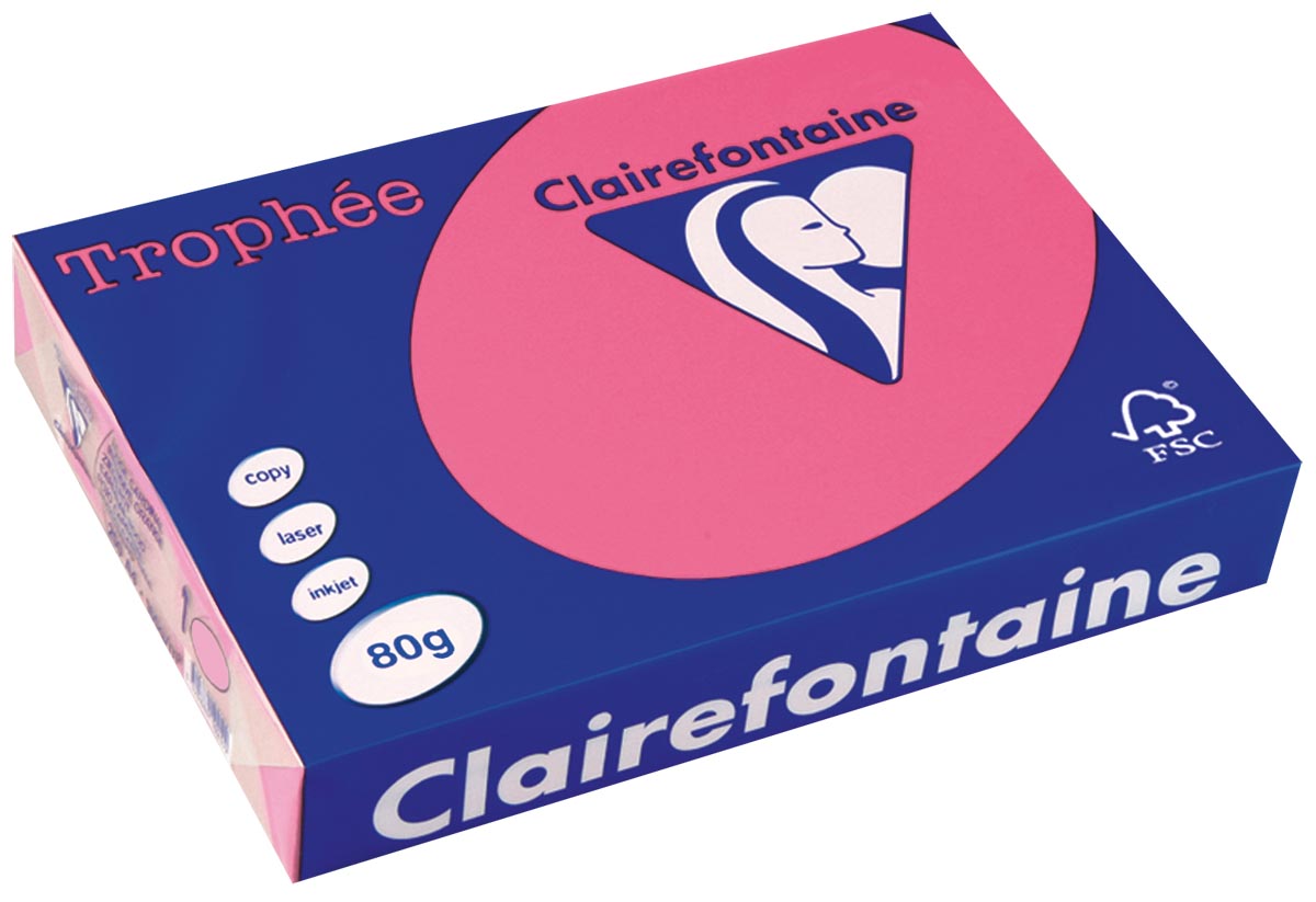 Clairefontaine - Trophée Intens, papier coloré, A4, 80 g, 500 feuilles, fuchsia