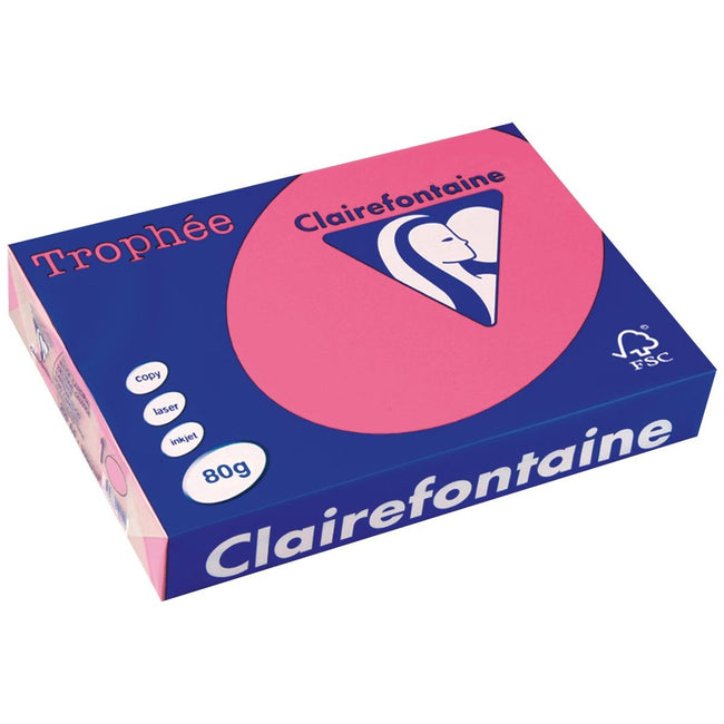 Clairefontaine - Trophée Intens, gekleurd papier, A4, 80 g, 500 vel, fuchsia