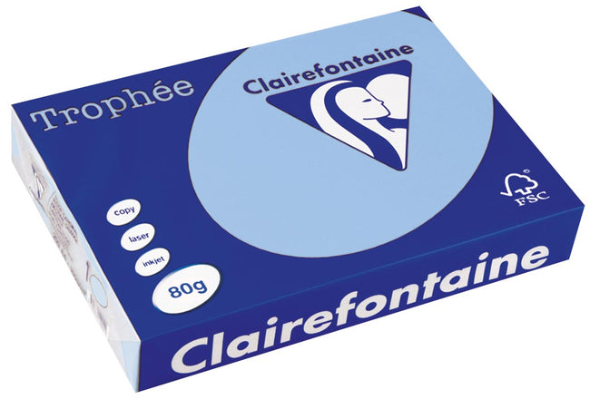 Clairefontaine - Trophée gekleurd papier, A4, 80 g, 500 vel, helblauw