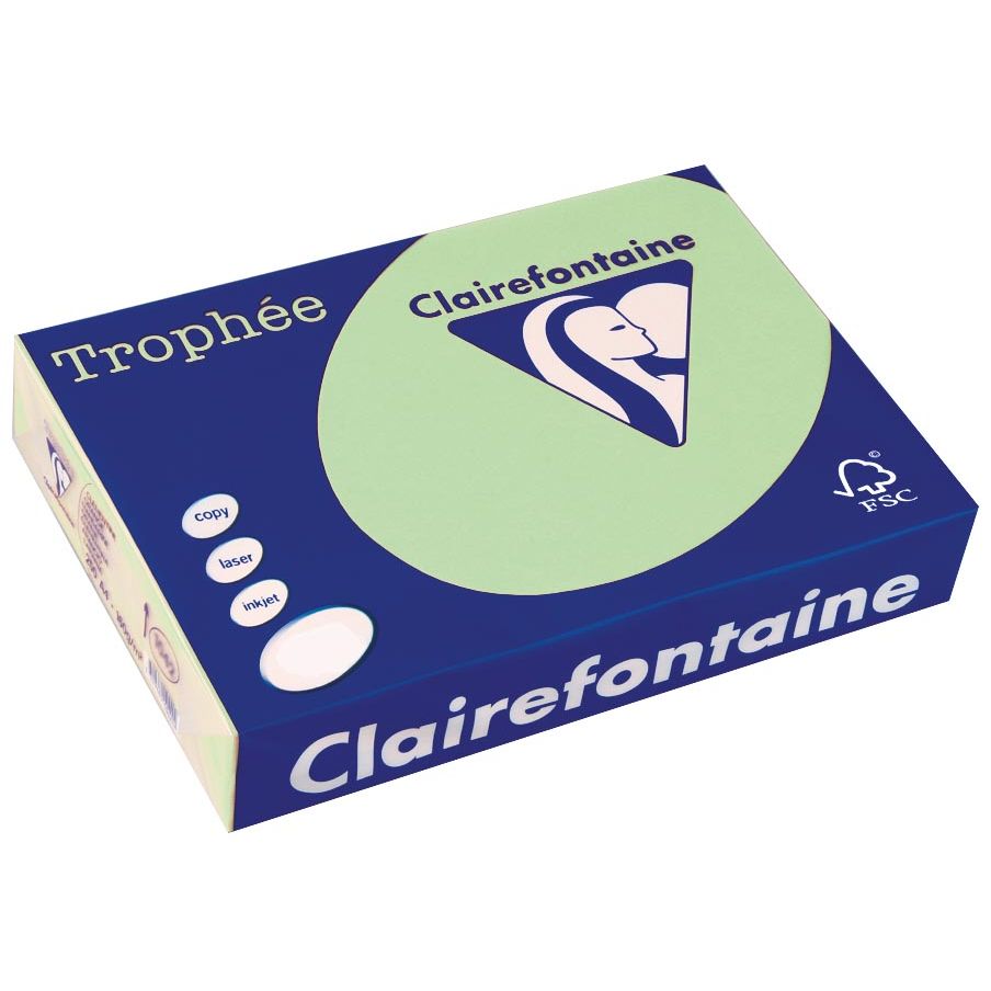 Clairefontaine - Carta colorata Trophée, A4, 80 g, 500 fogli, verde naturale