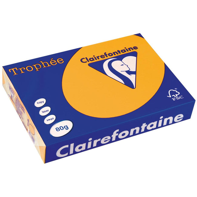 Clairefontaine - Trophée tel, papel de color, A4, 80 g, 500 hojas, amarillo dorado