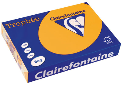 Clairefontaine - Trophée tel, papel de color, A4, 80 g, 500 hojas, amarillo dorado