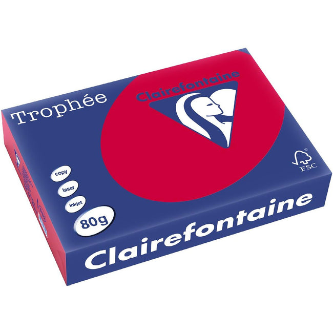 Clairefontaine -  Trophée Intens, gekleurd papier, A4, 80 g, 500 vel, kersenrood