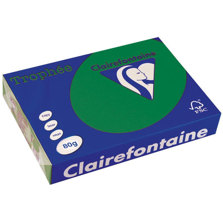 Clairefontaine - Trophée Intens, papel de color, A4, 80 g, 500 hojas, verde pino