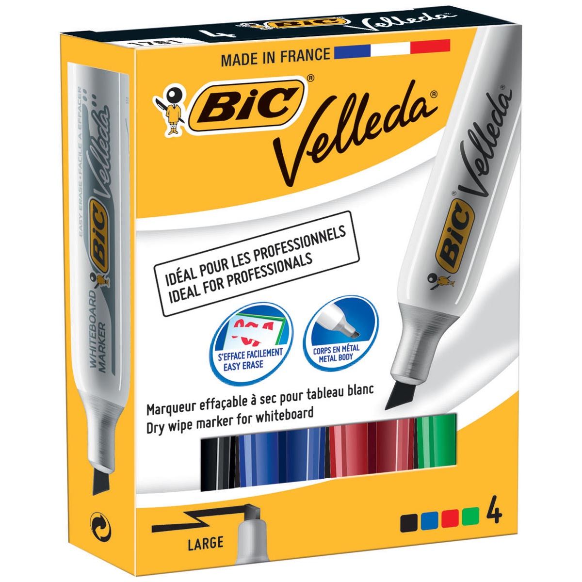 Velleda -  whiteboardmarker  1781 doos van 4 stuks in geassorteerde kleuren