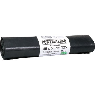 PowerSterko - Bolsa de basura | LDPE reciclado | 45x50cm | T25 | negro | 1000 piezas