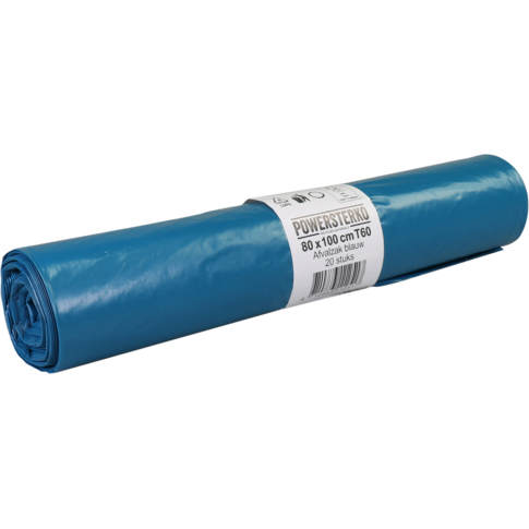 PowerSterko - Afvalzak | Gerecycled LDPE | 80x100cm | T60 | blauw | 200 stuks