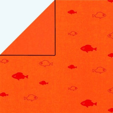 Klika - Cadeaupapier - Geschenkpapier - Gold fish on orange 50 cm