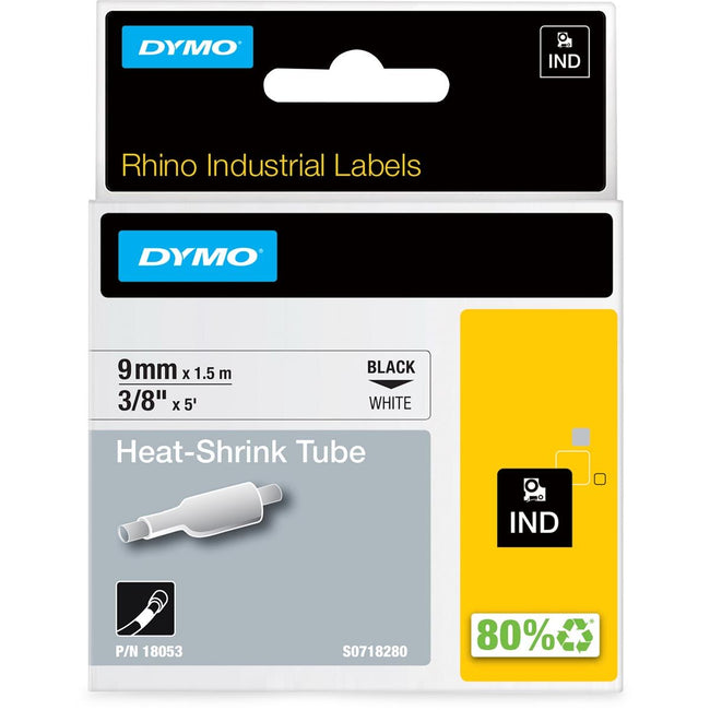 Dymo -  RHINO krimpkous 9 mm, zwart op wit