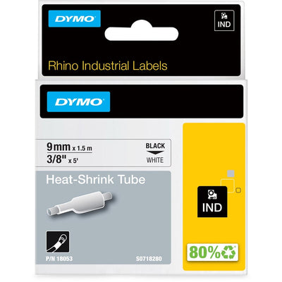 Dymo - Guaina termorestringente industriale Labele Rhino 9mm nero su bianco