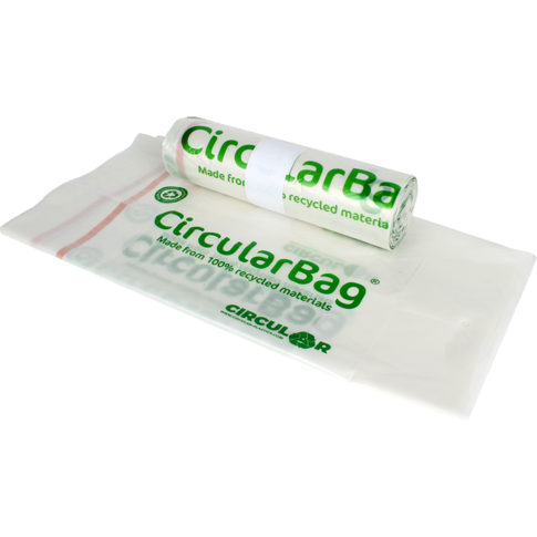 Sac poubelle CircularBag | PEBD recyclé | 200l | 53/ 14,5x140cm | 30mois | transparent | 120 pièces