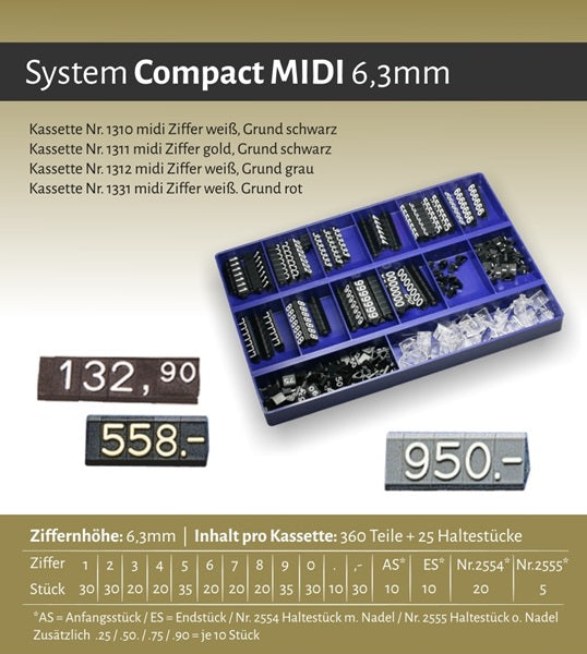 Decosign - Prijscassette Compact Midi 1310 zwartwit