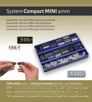 Klika - Cassette de prix Compact Mini 1304 noir et blanc