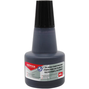 Office Products - stamp ink, oil base, 30 ml bottle, black