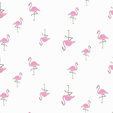 Klika - Cadeaupapier - Geschenkpapier - Flamingos at ease on white 50 cm