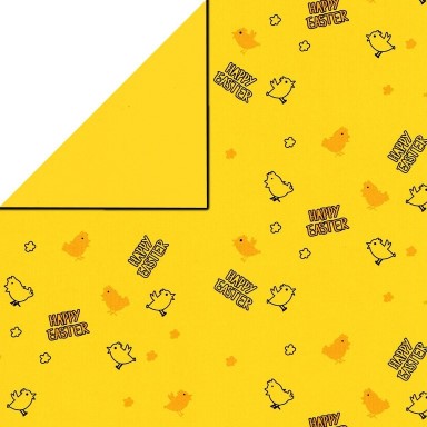 Klika - Papel de regalo Papel de regalo Pollito de Pascua feliz en amarillo 50 cm