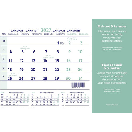 Brepols - calendario con tappetino per mouse, ft 23X18 cm, francese-olandese, 2026