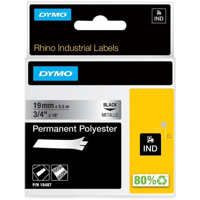 Dymo - Rhino E Permanent Polyester 19 mm, schwarz auf Metall