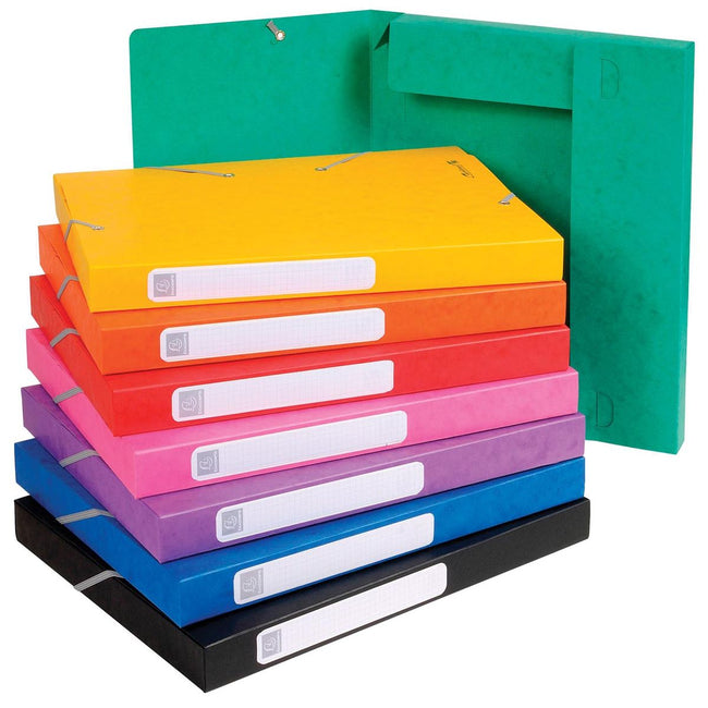 Exacompta - Elastobox Cartobox spine of 2.5 cm, assorted colors: green, blue, yellow, red, orange, ...
