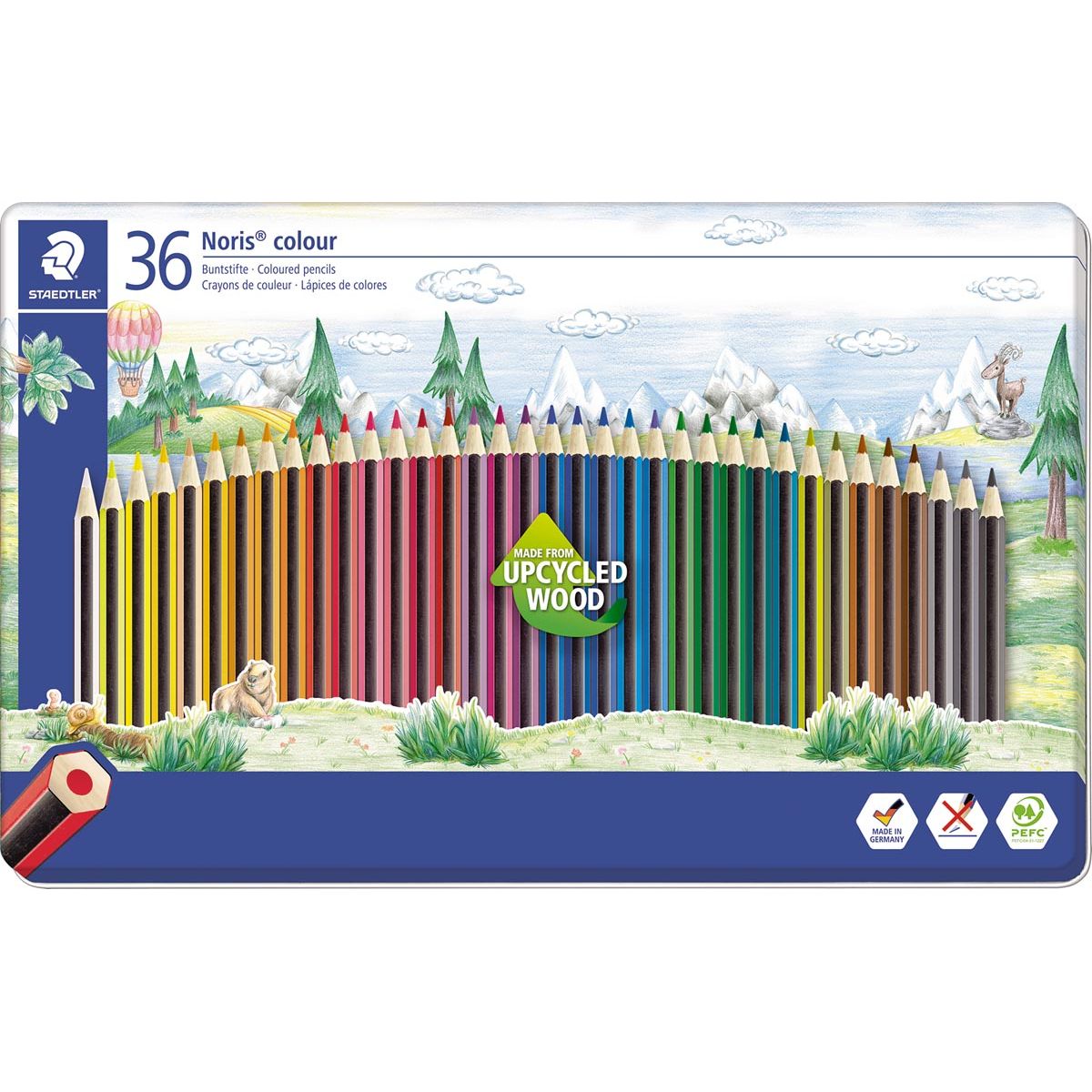 Staedtler - Matite colorate Staedler Noris Color, scatola in metallo 36 pezzi