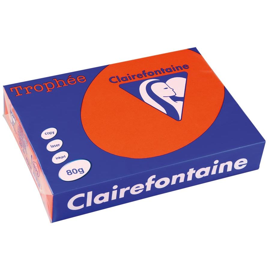 Clairefontaine - Trophée Intens, carta colorata, A4, 80 g, 500 fogli, rosso cardinale