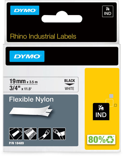Dymo - Labele Rhino industrial nylon 19mm black on white