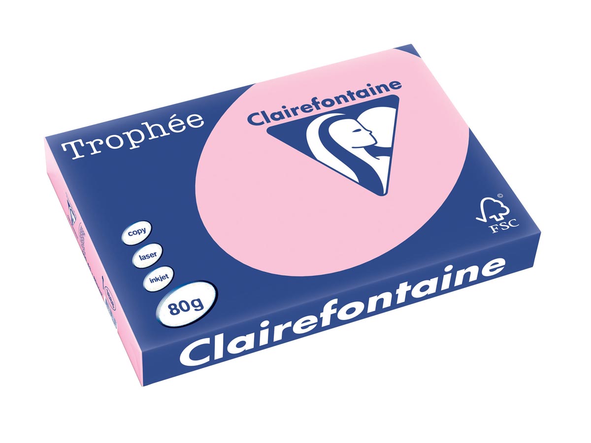Clairefontaine - Trophée tel, colored paper, A3, 80 g, 500 sheets, pink