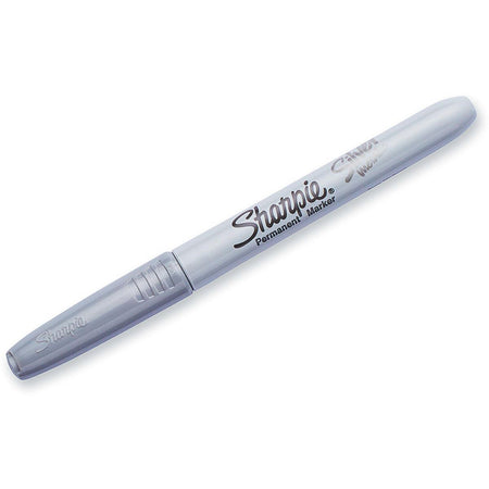 Sharpie - i.e. permanent marker metallic, fine point, silver